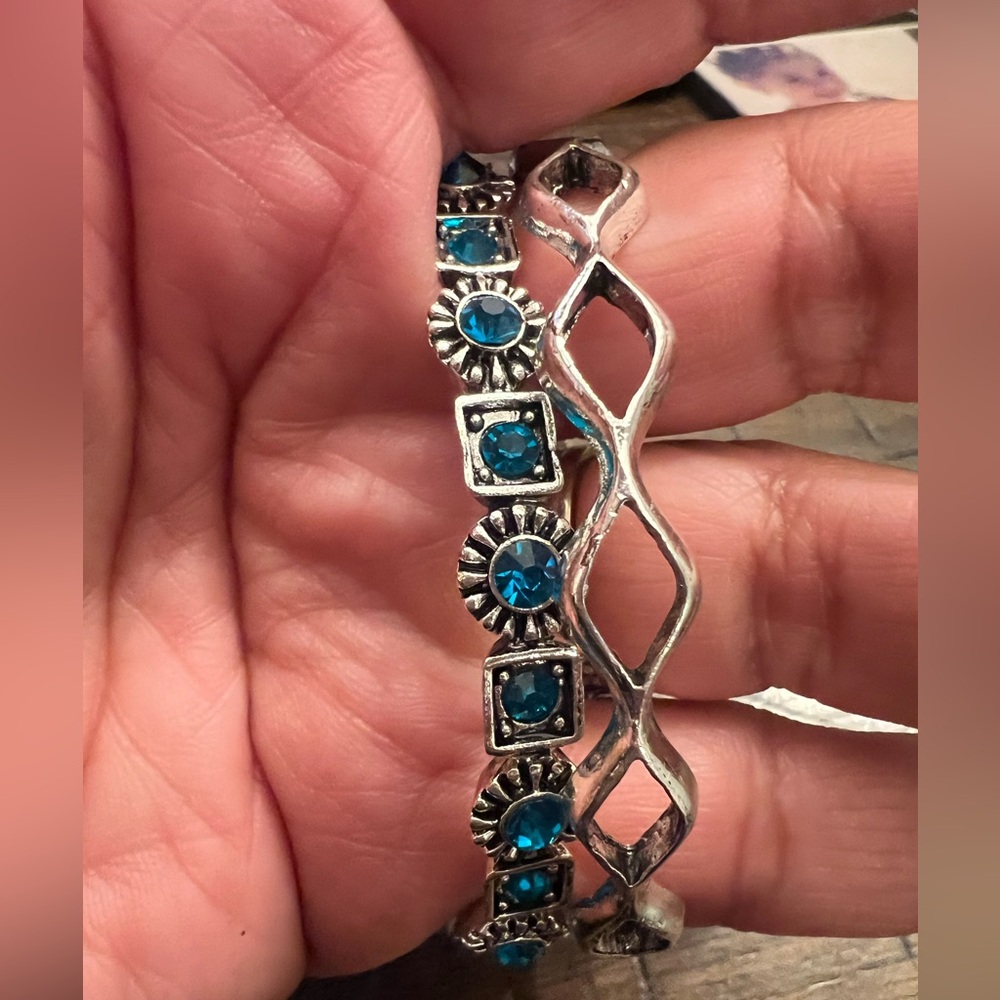 💚🥰🎉☀️Silver Geometric Bracelet Set Minimalist Jewelry